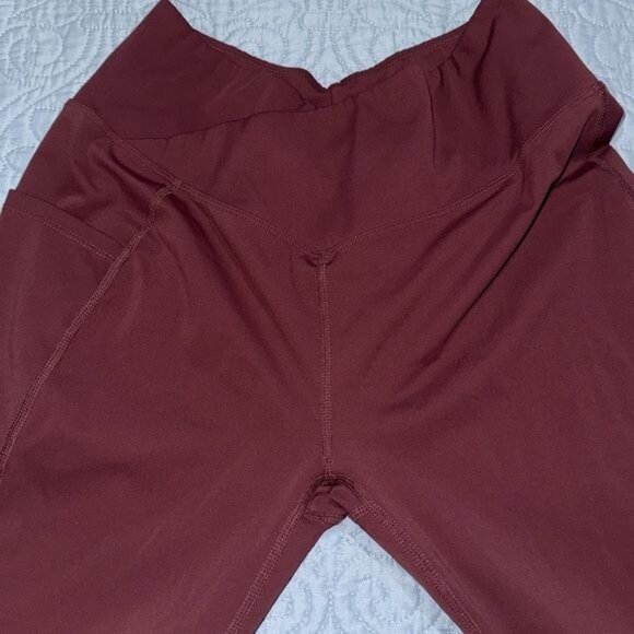 Miss Adola Leggings Womens Size 10 Maroon Red Crisscross Waist Pockets - Picture 3 of 9